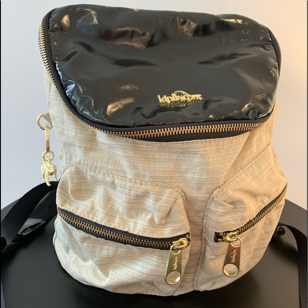 Kipling linen texture backpack